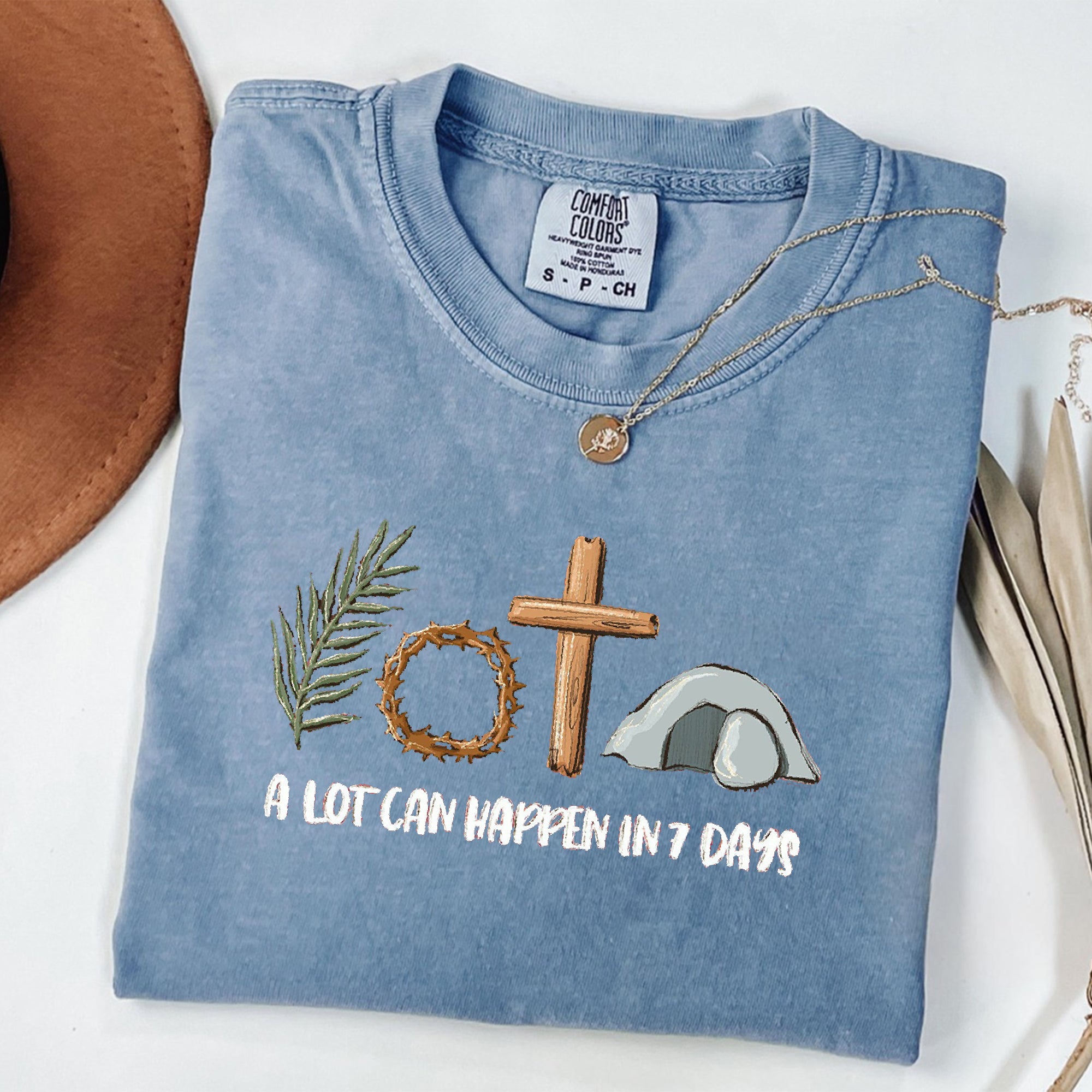 Comfort Colors® A Lot Can Happen in 7 Days Shirt, Easter Christian Tee, Holy Week Family Shirt, Religious Gift for Christians, Bible Verse Apparel